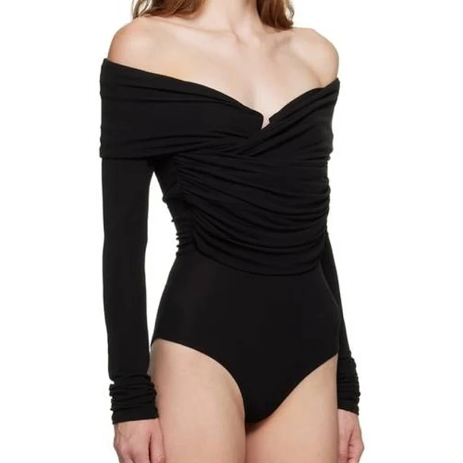 off-shoulder top Paris Georgia Otto Off-The-Shoulder Stretch-Jersey Bodysuit eBay - urbanchive $117.6
