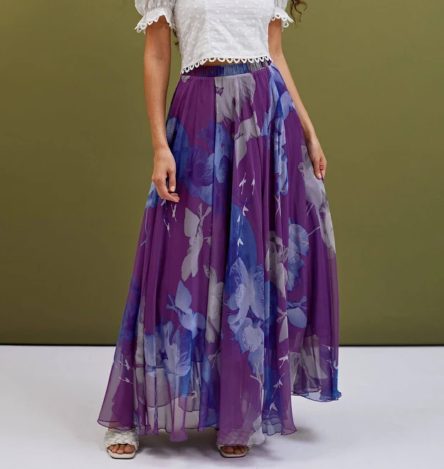 maxi skirt Passion Floral Chiffon Maxi Skirt Chicwish $32.9