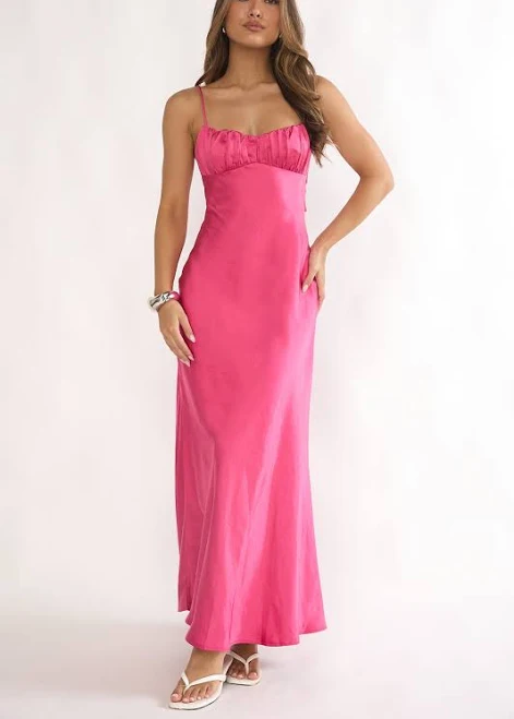 dress Paula Satin Slip Maxi Dress Lady Black Tie $89