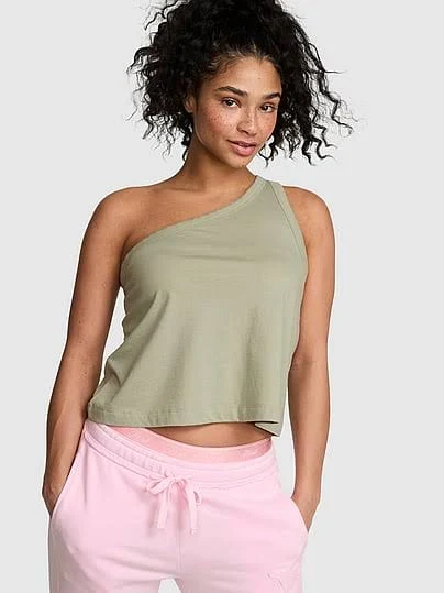 one shoulder top PINK Dream Jersey One-Shoulder Tank Top Victoria's Secret $24.95