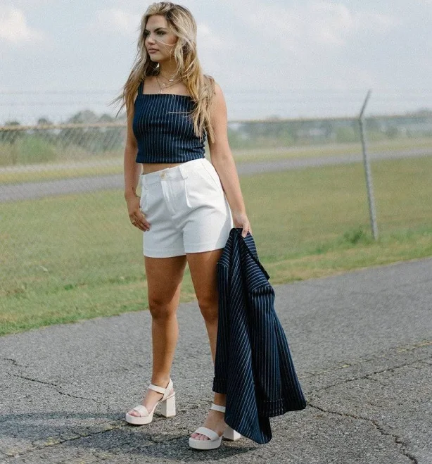 two piece set Pinstripe Crop Top Select Trends Boutique $15