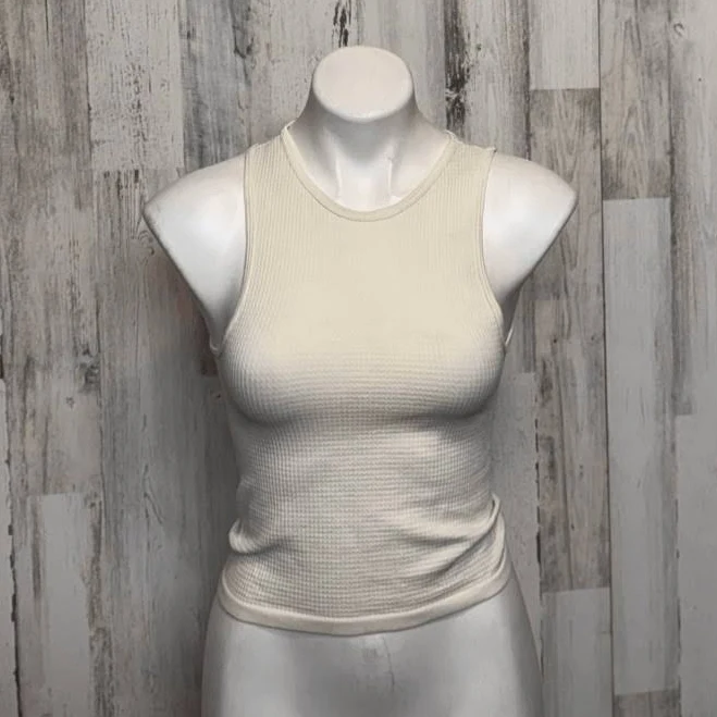 top Poof York Ribbed Tank Top | Cream Sleeveless Stretchy Fitted Shirt eBay - cindytovar2 $10