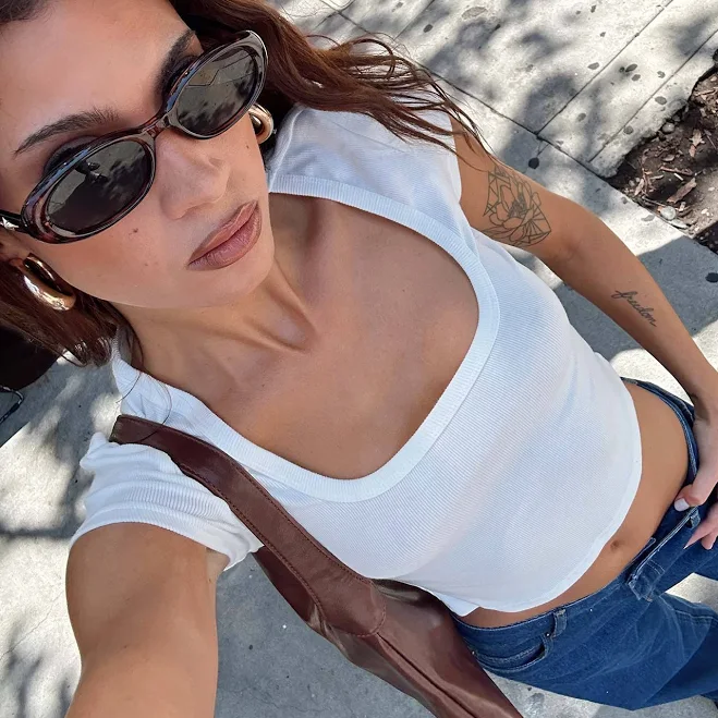 top Princess Polly Baseline Square Neck Rib Top Princess Polly US $12