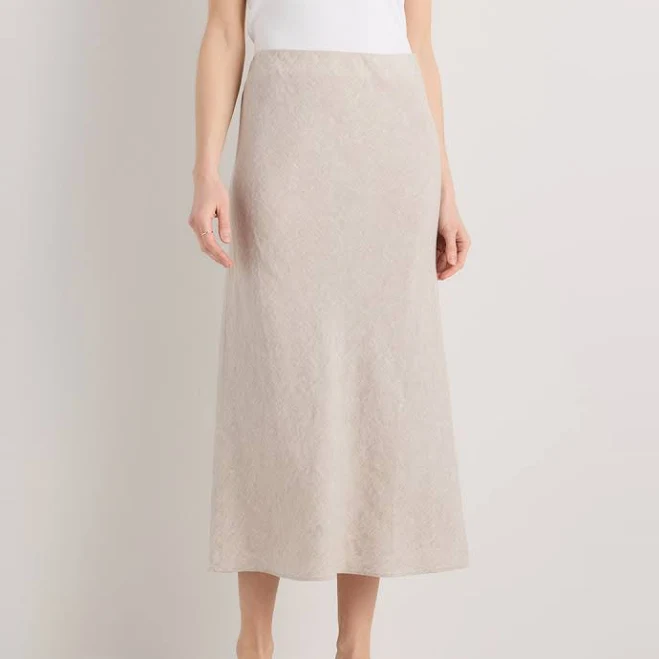 matching set Quince Women's European Linen Midi Slip Skirt Quince $50