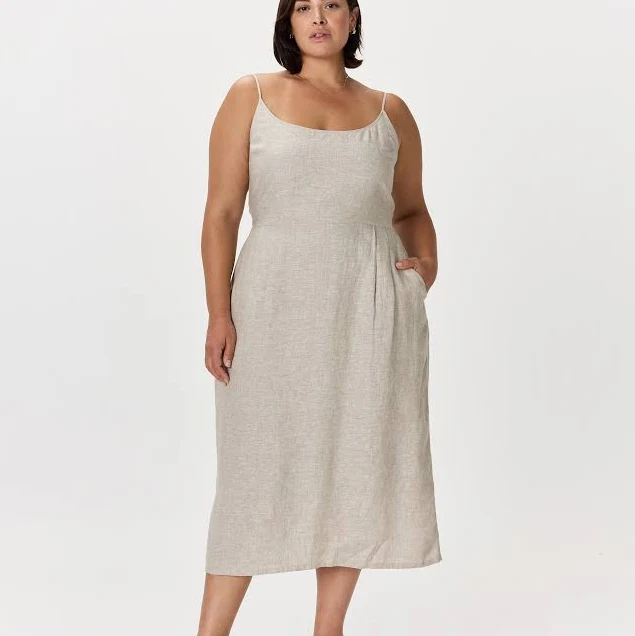 dress Quince Women's European Linen Scoop Neck Midi Dress Quince $84