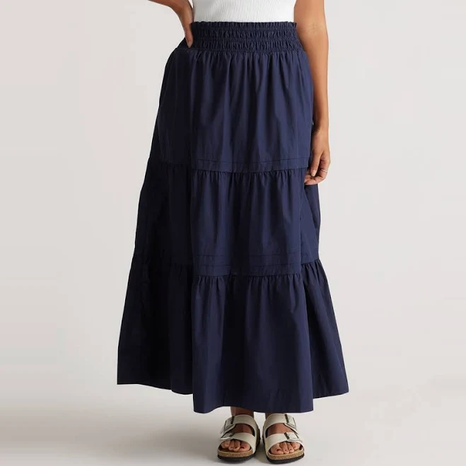 maxi skirt Quince Women's Organic Cotton Poplin Tiered Maxi Skirt Quince $59.9