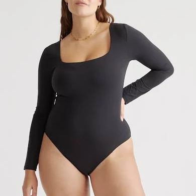 top Quince Women's Second Skin Square Neck Long Sleeve Bodysuit Quince $34.9