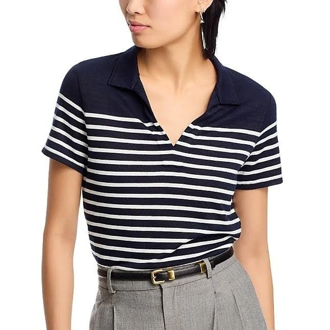 sleeveless top Rag & Bone Women's The Knit Stripe Polo Shirt eBay - chrisbris15 $40.49