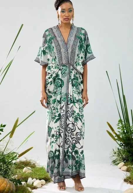 dress Rajdeep Ranawat Women's Silk Printed Kaftan Dress Pernia's Pop Up Shop $344