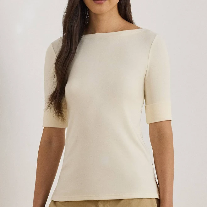 top Ralph Lauren Cotton Blend Boatneck Top Women's Ralph Lauren $55