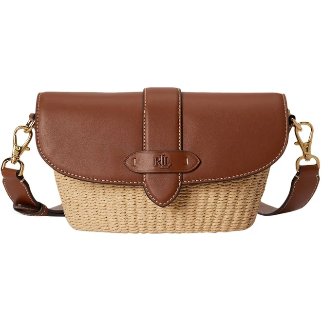 bag Ralph Lauren Women's Lynden Straw-Leather Shoulder Bag Macy's $245