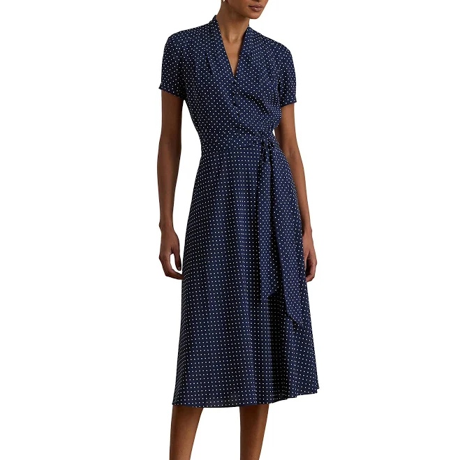 dress Ralph Lauren Women's Polka- Dot Belted Crepe Midi Dress Dillard's $130.65