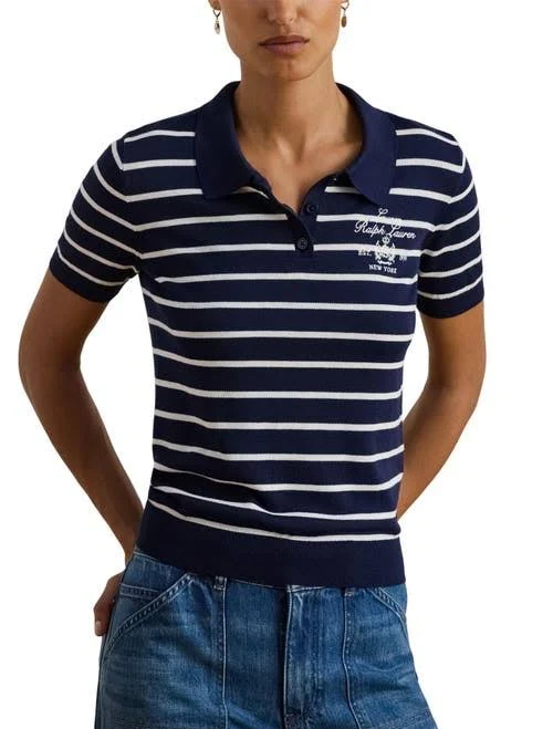 sleeveless top Ralph Lauren Women's Striped Cotton-Blend Polo Sweater Nordstrom $97.15