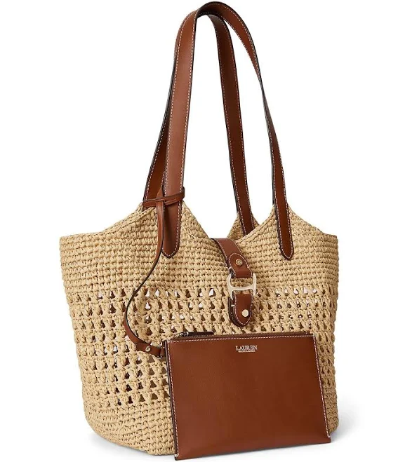 bag Ralph Lauren Women's Tasha Large Woven Straw Tote Bag Dillard's $395