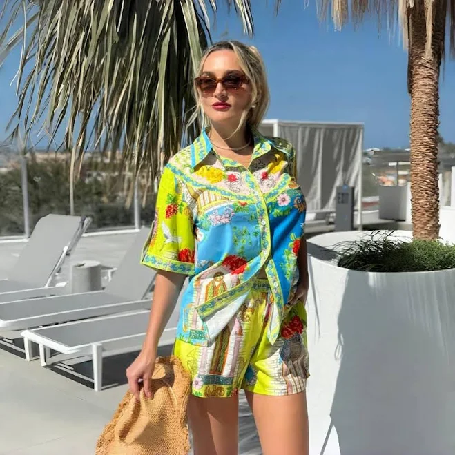 matching set Resortglamus Mediterranean Print Short Set Etsy - Seller $24