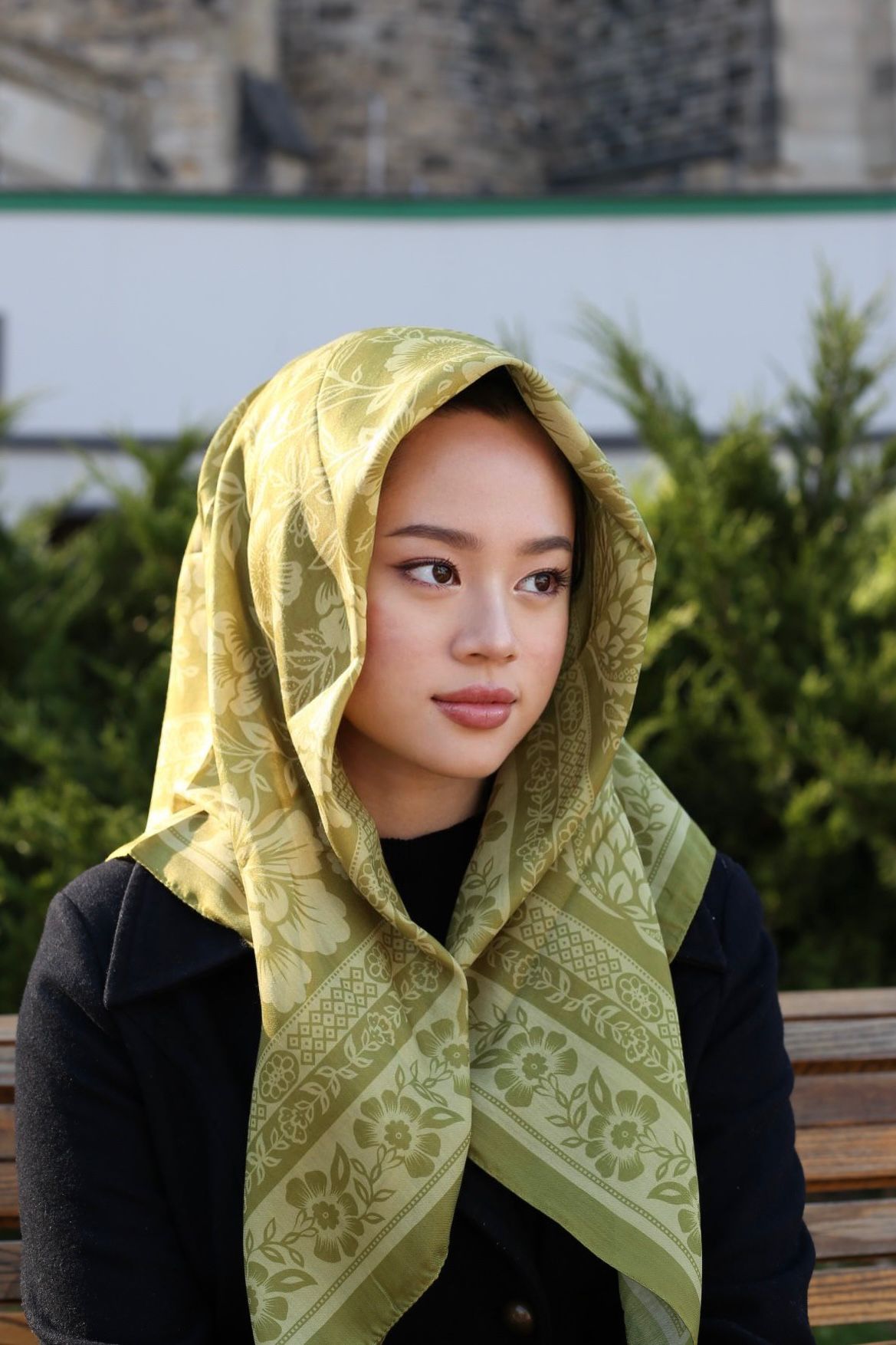 accessory Retro Square Scarf - Gold Green Us Scarf Store $20