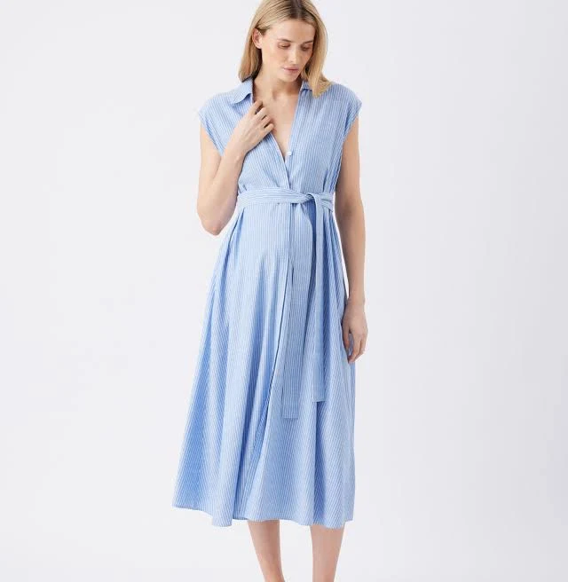 dress Ripe Maternity Abby Stripe Nursing Midi Dress Ripe Maternity US $126