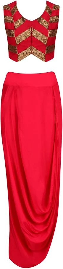 matching set Roshni Chopra Women's Pita Work Crop Top and Wrap Skirt Set Pernia's Pop Up Shop $256