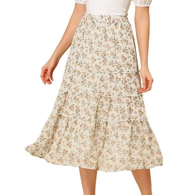 skirt Ruffle Boho Floral Chiffon Tiered Midi Skirt Kohl's $39.99