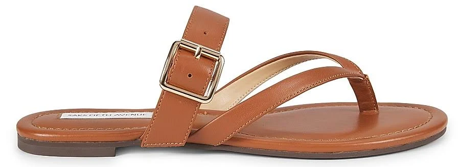 shoes Saks Fifth Avenue Olivia Leather Flat Sandals Saks OFF 5TH $34.99