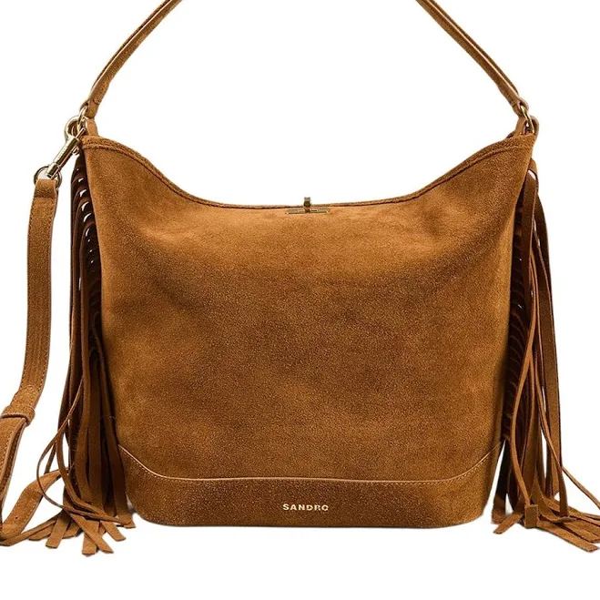 bag Sandro Tangoso Fringed Suede Bucket Bag Bloomingdale's $348