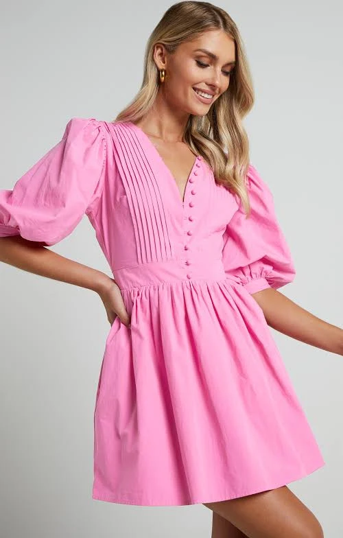 dress Showpo Zandra Puff Sleeve Poplin Mini Dress Showpo $56