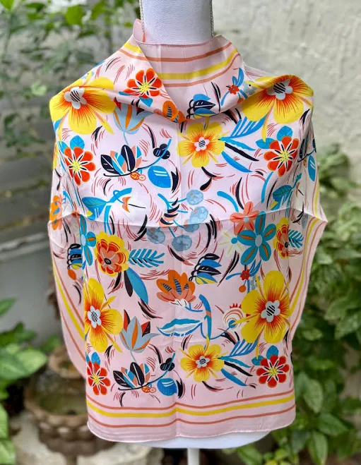 accessory Silk Blend Bold Neckerchief Head Wrap Etsy - PUQUISHOP $13.49