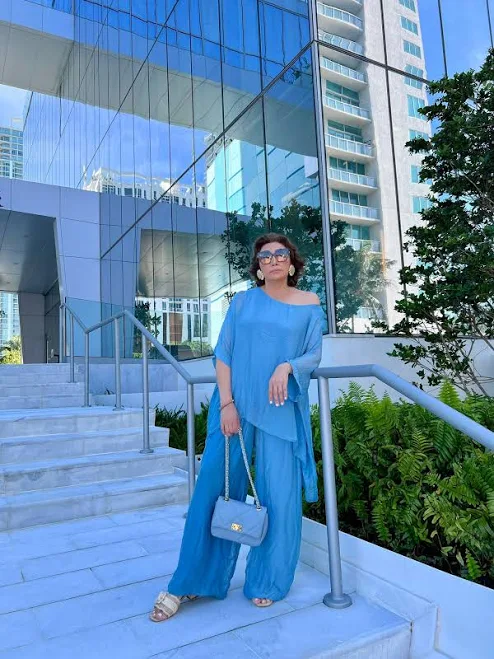 two piece set Silk Draped Oversized Blouse & Pant Set Anicoletta's Boutique $98