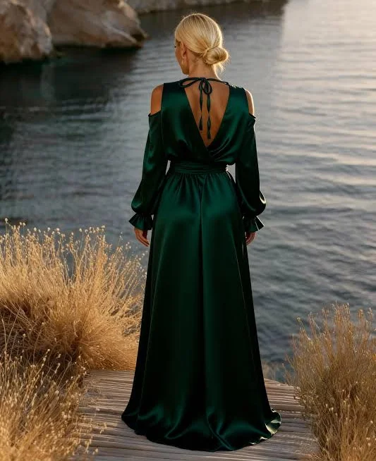 dress Silk Satin Cold Shoulder Wrap Maxi Dress Etsy - Seller $142.98