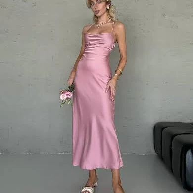 dress Silk Slip Dress Open Back Cowl Neck Midi Etsy - GepurDesigns $106.99