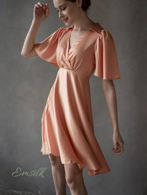 boat neck dress Silk Wrap Midi Dress Etsy - emsilkdesign $200.11