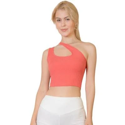 one shoulder top Slickblue Women's One Shoulder Ribbed Crop Top Target $22.99
