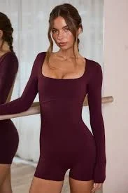 unitard Soft Active Open-Back Unitard in Burgundy ohpolly.com $78