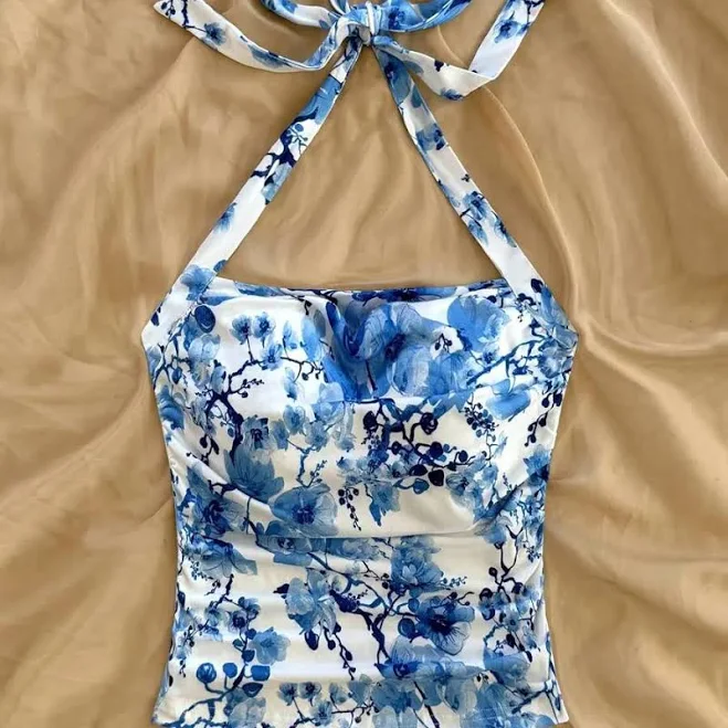 two piece set Soleia Women's Floral Halter Tied Bow Camisole Top TikTok Shop $25.32