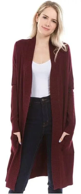 outerwear Solid Long Open Cardigan Lecce $14.99