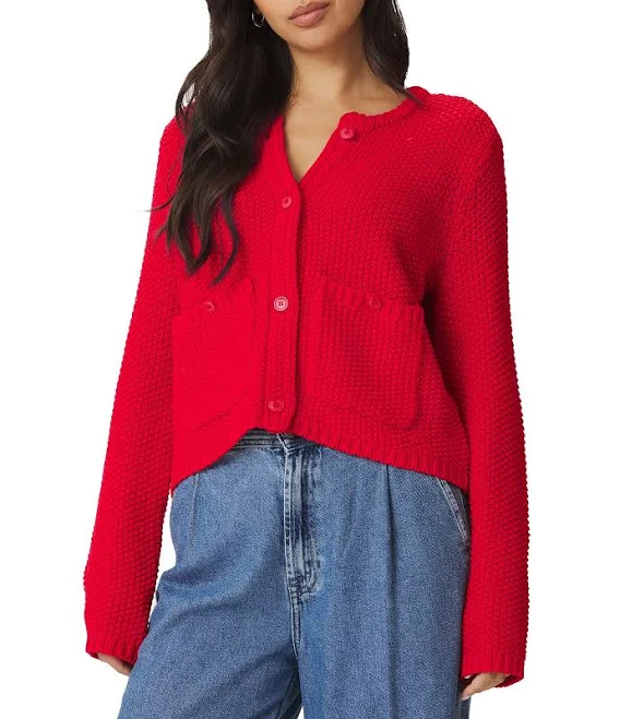 outerwear Splendid Angela Round Neck Long Sleeve Chunky Cotton Blend Cardigan Dillard's $128