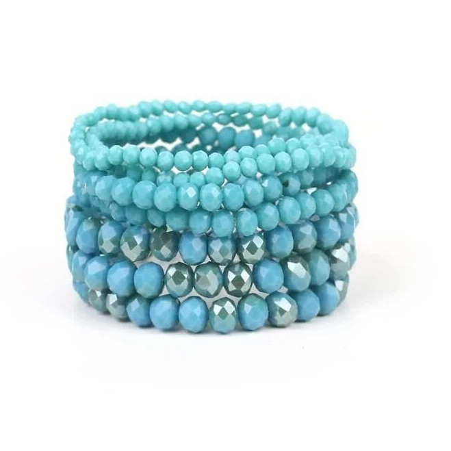 accessory Stackable Beaded Bracelets - 7 pieces Turquoise Lavender Hills Beauty $12.99