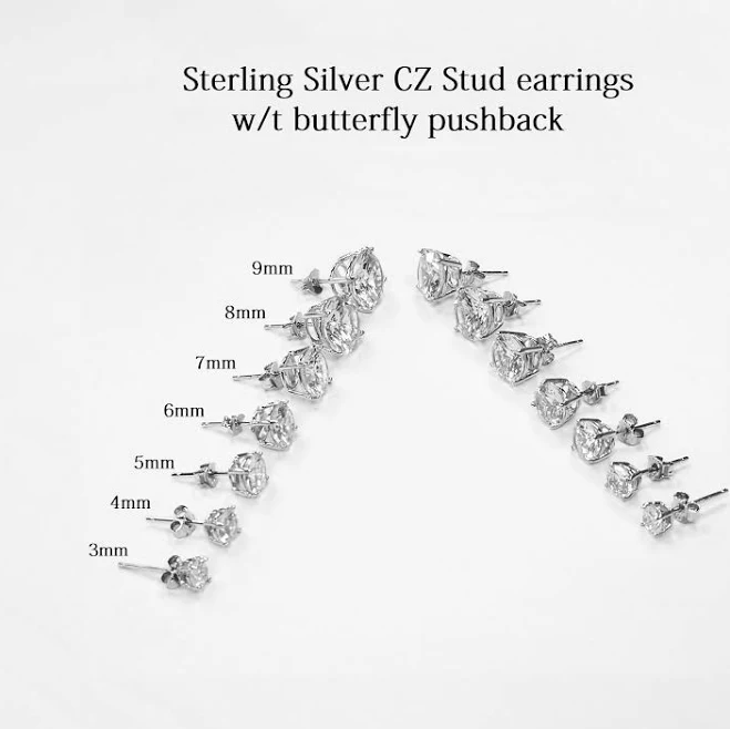 accessory Sterling Silver Cubic Zirconia Stud Earrings Etsy - Seller $12.99