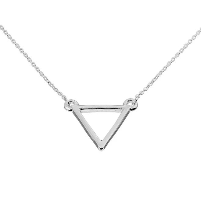 accessory Sterling Silver Geometric Open Triangle Chain Necklace 925silverly.com $38.53