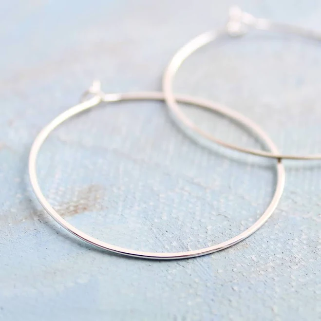 accessory Sterling Silver Minimalist Hoop Earrings Etsy - SoundsofSilver $45