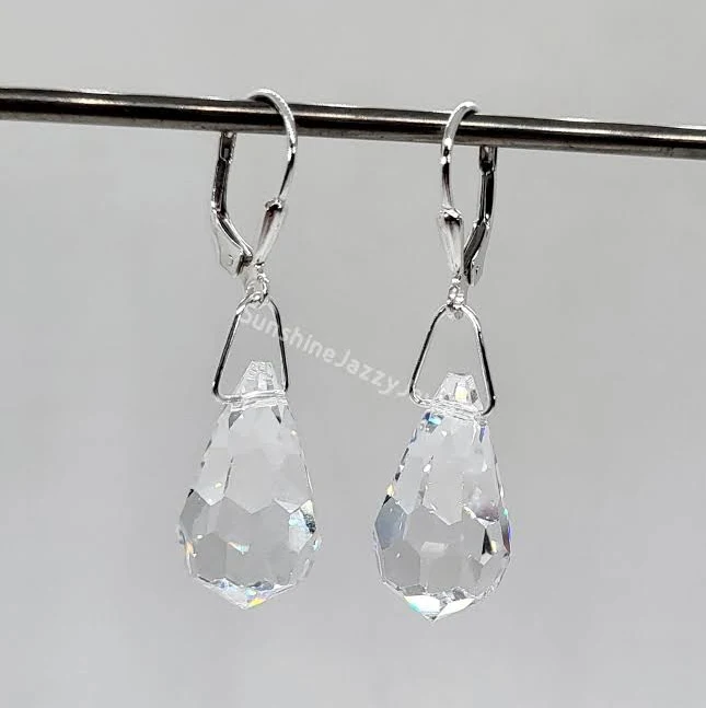 accessory Sterling Silver Swarovski Crystal Teardrop Earrings Etsy - SunshineJazzyJewels $29