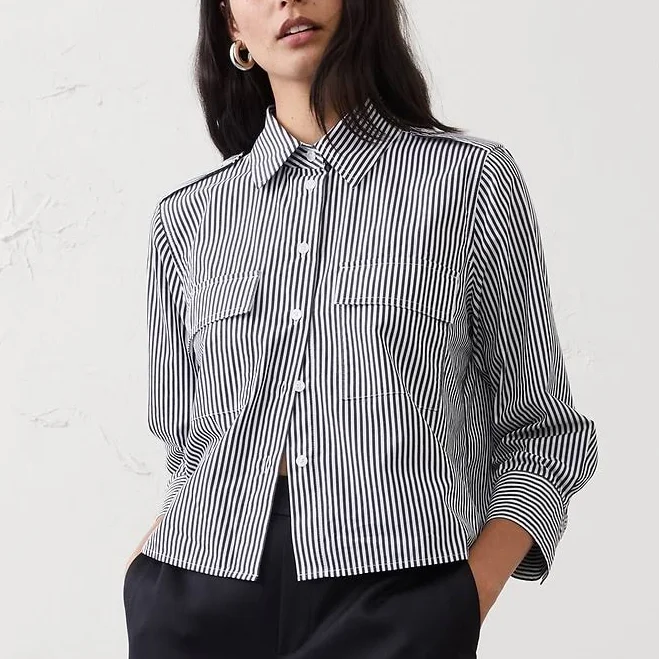 top Stripe Poplin Utility Shirt Banana Republic Factory $40