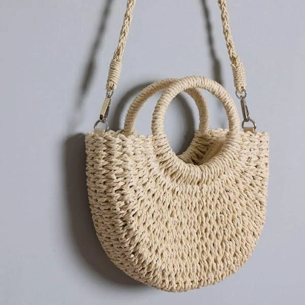 bag Structured Straw Tote with Circle Handle and Detachable Cros Judson & Company $32