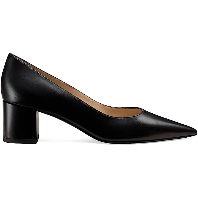 shoes Stuart Weitzman Women's Stuart Power 50 Leather Block-Heel Pumps Saks Fifth Avenue $495