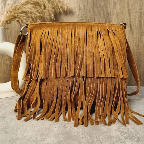 bag Suede Leather Fringe Crossbody Bag Etsy - Seller $47.2