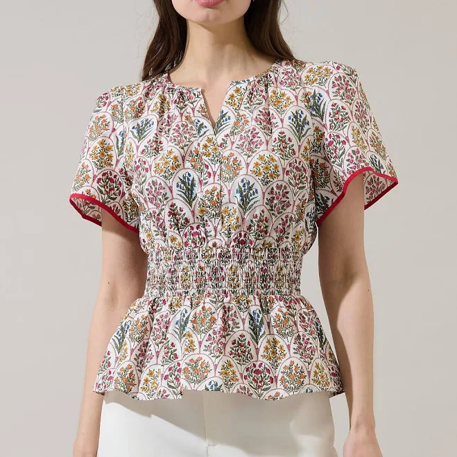 top Sugarlips Oreanna Floral Sarina Smocked Peplum Top Sugarlips $60
