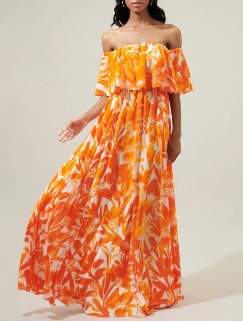 dress Sugarlips Tropical Dreamsicle Enamored Off the Shoulder Ruffle Dress Sugarlips $89
