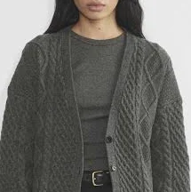 cardigan Sunday Best Women's Peggy Cardigan in Heather Charcoal | 2XS | Wool/Nylon/Cotton Aritzia $68.99