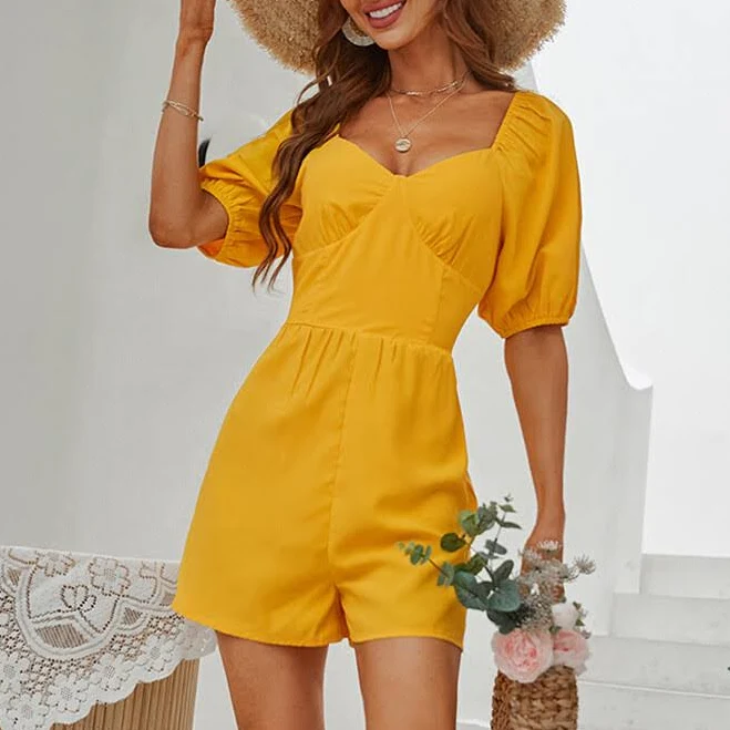 romper Sunrise Yellow Puffed Sleeve Romper eBay - jewelry121 $27.99