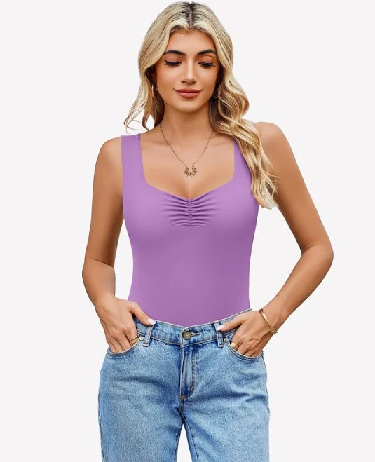 bodysuit Sweetheart Neck Ruched Bodysuit Avidlove $46.32